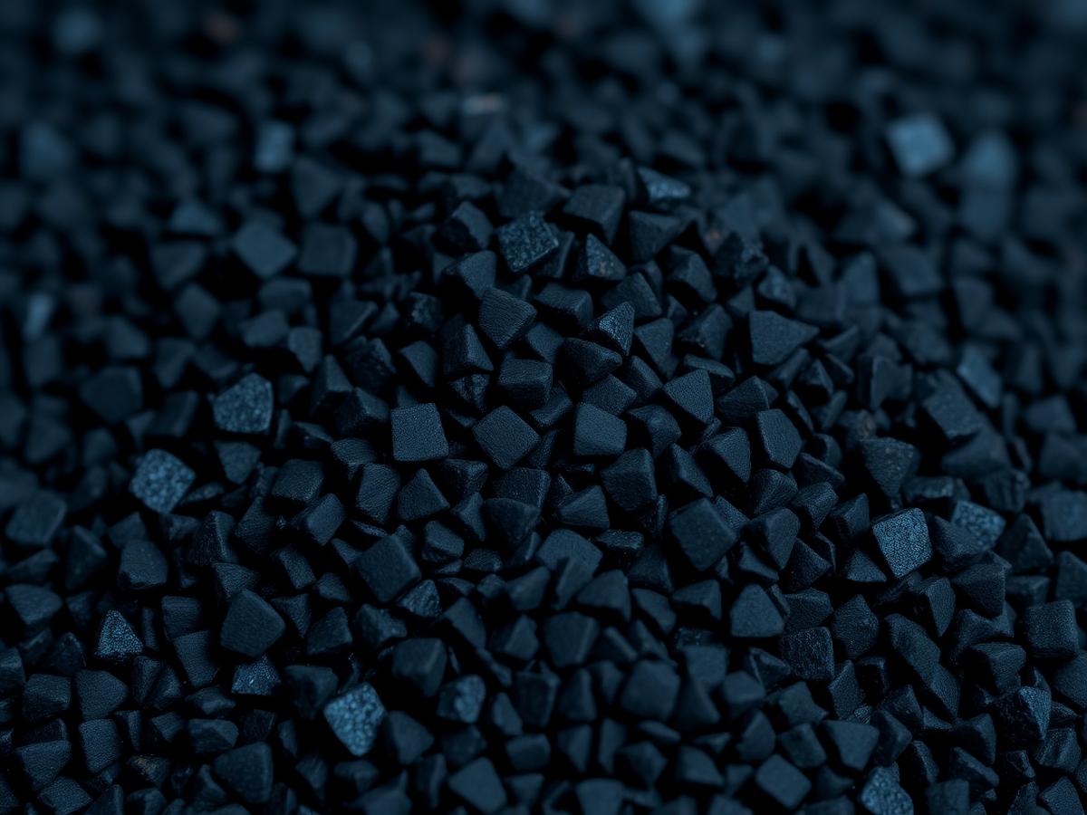 Close-up of petroleum coke granules